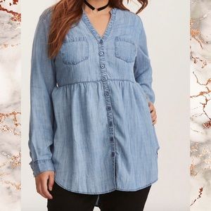 Emma-Chambray Babydoll Tunic
